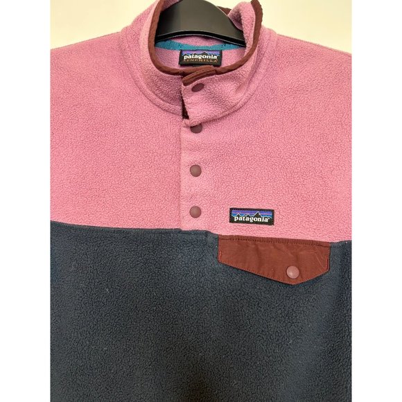Patagonia Synchilla Womans snap t pullover sweater purple/pink and navy size s - Picture 4 of 8